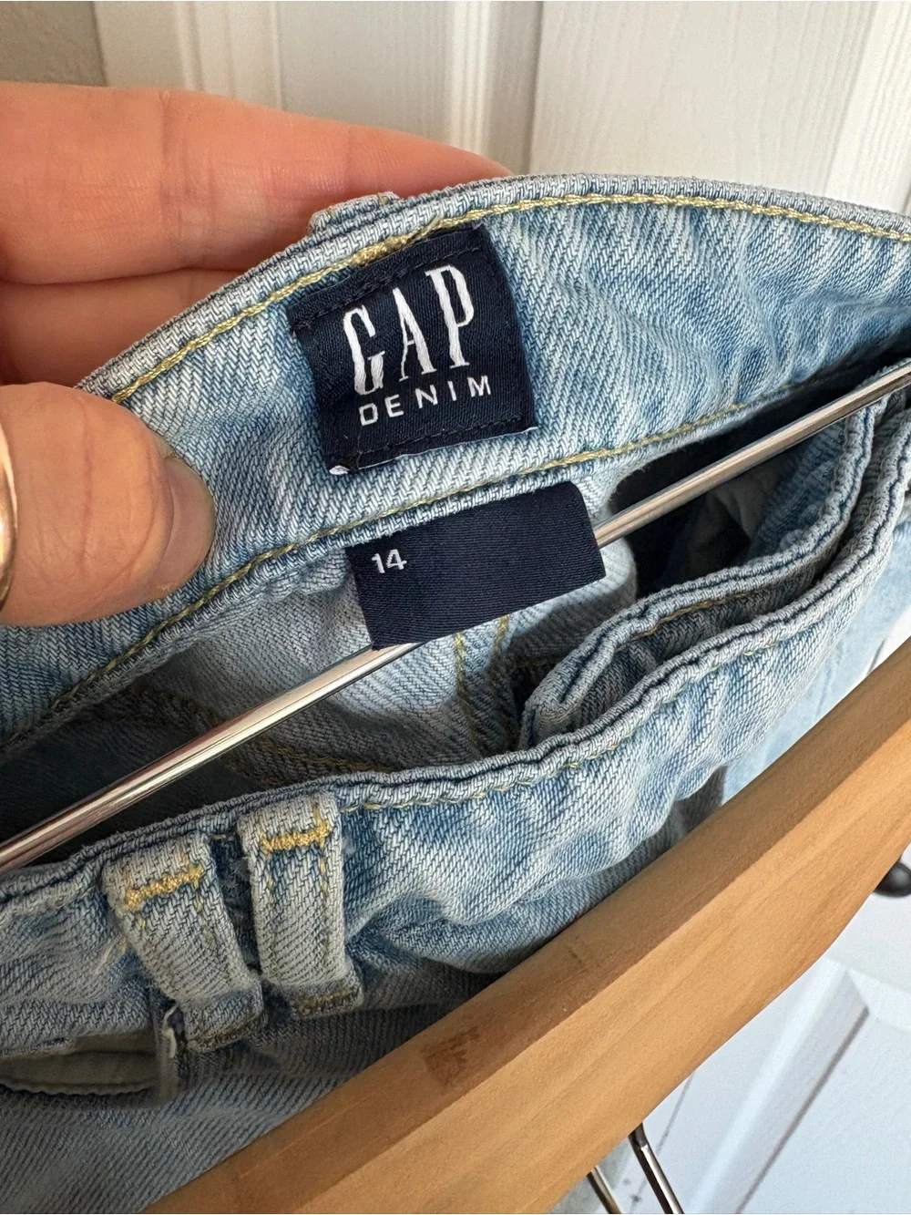 Gap Kids Girls Light Blue Denim Mini Skort Shorts Skirt